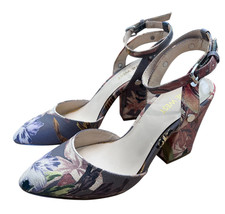 Nine West Floral Block Heel Ankle Strap Pumps...