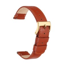 Leather Watch Strap 22mm Quick Release Watch Band Gold Buckle, Red Brown