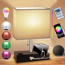 Smart RGB Dimmable Table Lamp Work with Alexa APP Remote Control, Bedside Des...