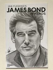 Sketch cover original art, James Bond Pierce Brosnan by Dan Neidlinger