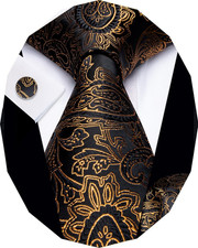 Paisley Tie Sets Floral Necktie Handkerchief Cufflinks Set Silk Woven Ties Busin