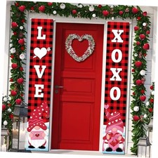 2 Pieces Valentine's Day Decorations Door Banners Valentine Front Plaid Style