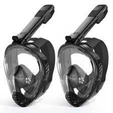 Full Face Snorkel Mask, Snorkeling Gear for Large-X-Large, Black Black