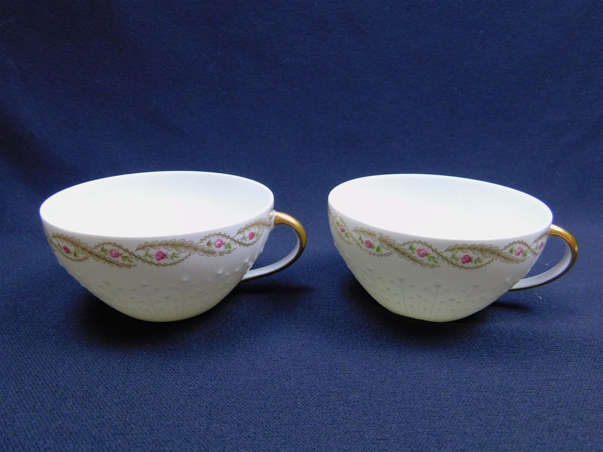 2 Georges Boyer LIMOGES France Cup & Saucer Sets DECOR de la REINE