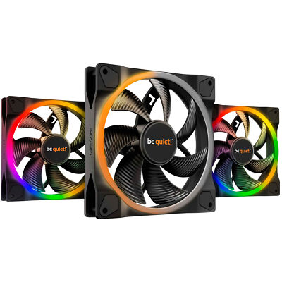 be quiet! Light Wings PWM 140 mm Triple Pack, Gehäuselüfter, schwarz
