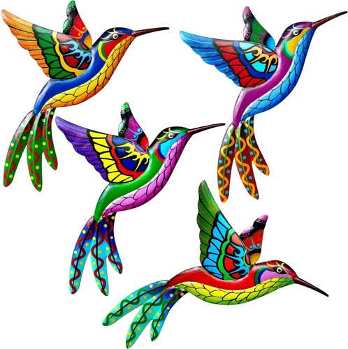Stunning Metal Bird Garden Sculptures - 4PCS 3D Hanging Hummingbird Decorations - Picture 10 of 10