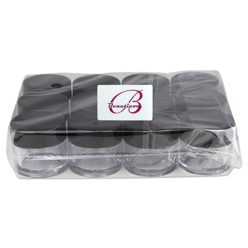 Beauticom® (24 PCS) 7G/7ML Clear Plastic Refillable Jars with Black Lids - Picture 5 of 6