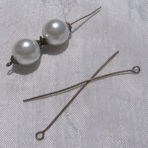 LOT 80 TIGES À OEIL CLOUS À BOUCLE 50MM x 0,7MM BRONZE boucles d'oreilles *J145 - Picture 4 of 4