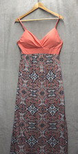 Just Be Women’s Maxi Dress Size M Peach Aztec Spaghetti Straps 