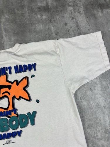 Vintage 90s Bob The Fish Funny Comedy T Shirt size L White - Picture 6 of 13