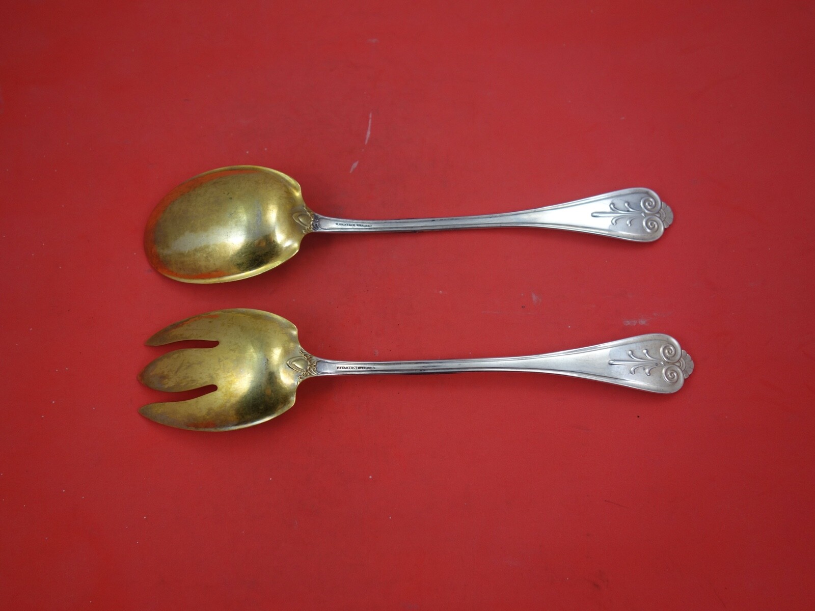 Beekman by Tiffany and Co Sterling Silver Salad Serving Set GW 9 3/4