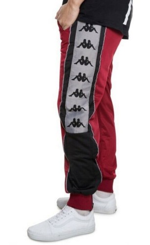 KAPPA 3031IM0 222 Banda 10 Alen Track Pants in Red Bordeaux & Black XS
