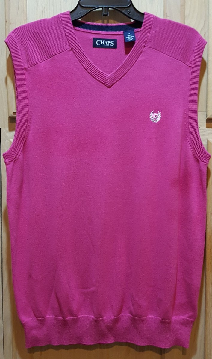 Chaps Pink Classic Fit Solid V-Neck Sweater Vest - $50 | eBay