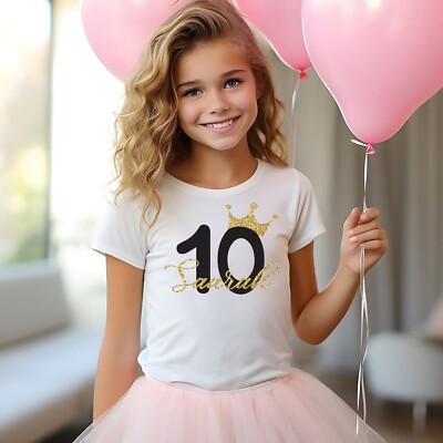 Baby-T-Shirt personalisiert individuell Namen 3 bis 11 Jahre, (3-11) Geburtstag Krone