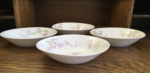 4 Antique c1903 T Haviland Fruit/Dessert Bowls Schleiger 144a Roses Green Scroll - Picture 7 of 23