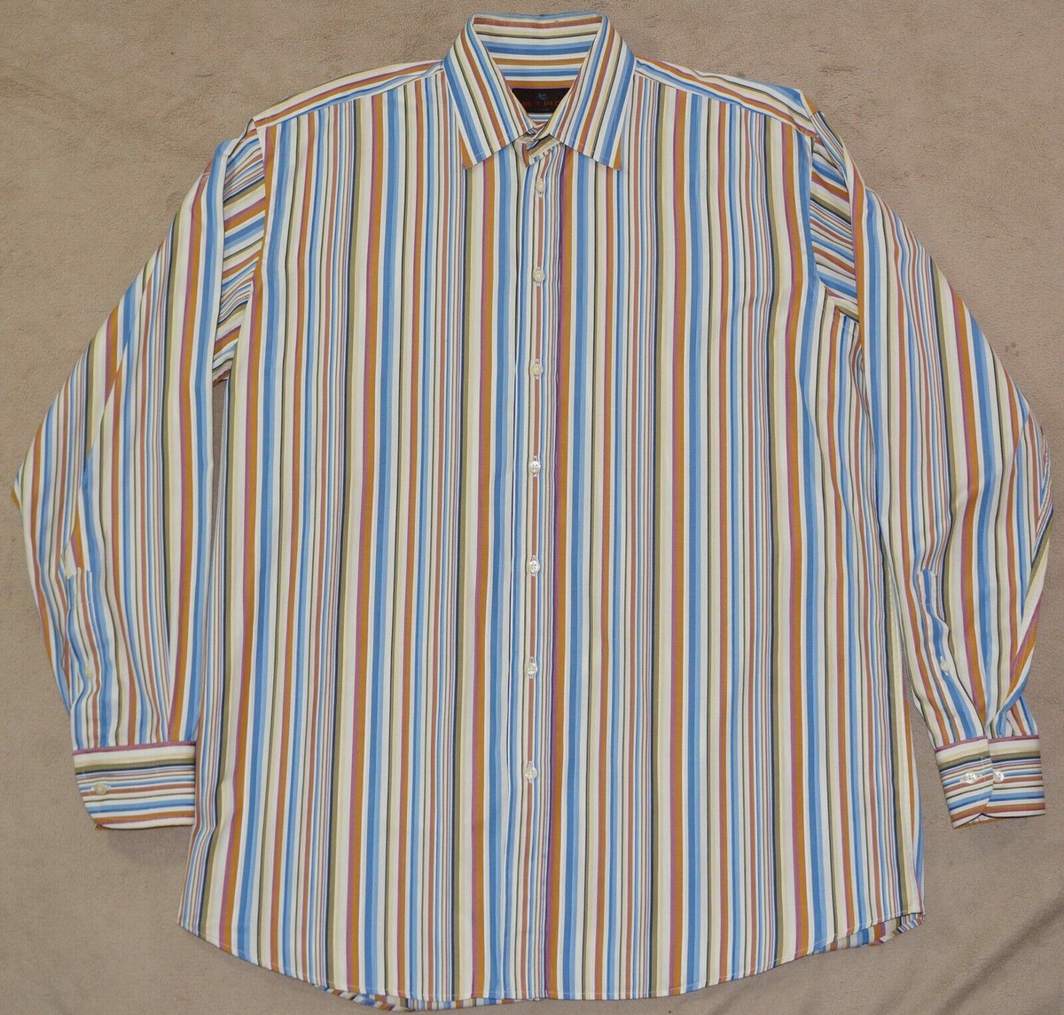 ETRO Milano Dress Shirt - Men 15.5 36/37 Stripe Cotton Long