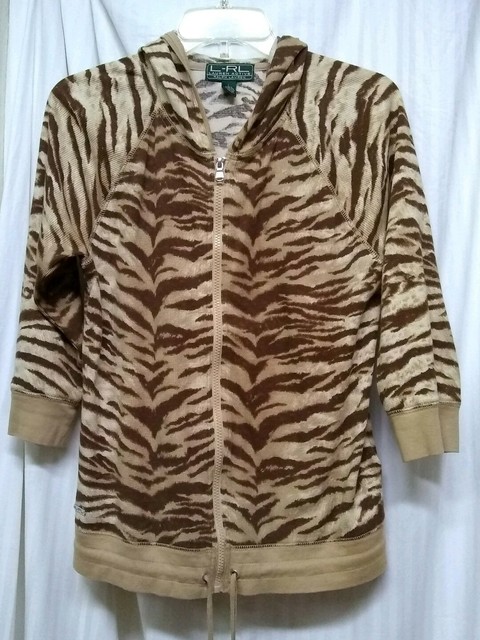 LRL Active Ralph Laurenâ¢Tigerâ¢Beige/Brownâ¢Fullâ¢Zipâ¢Jacket â¢Hoodie Women sz L | eBay