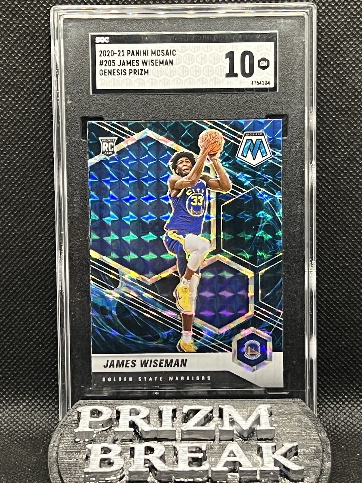2020-21 Panini Mosaic James Wiseman RC Rookie Genesis SSP Prizm #205 SGC 10 Mint