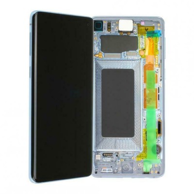 Samsung Galaxy S10 G973F Display Touch Screen Rahmen Prism Blue Blau GH82-18850C