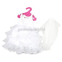 White Wedding Dress With Veil Dolls Costume For 18inch American Girl Doll White Wedding Dress With Veil Dolls Costume For 18inch American Girl Doll