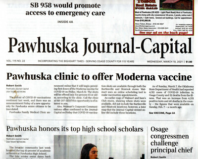 PAWHUSKA JOURNAL-CAPITAL March 10 2021 High School Scholars Complete Newspaper