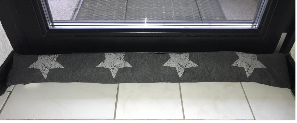 2x Türwindstopper Zugluftstopper Wind Türluftstopper  Grau Schwarz STERNE 90cm - Bild 3 von 4