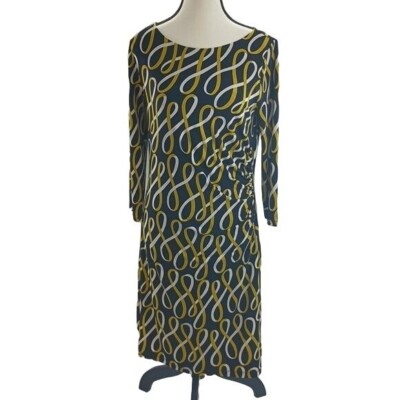 ann taylor black and gold dress Ann Taylor Black Square Neck Midi Dress main image 1