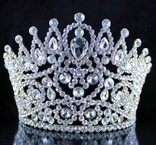 SEXY BEAUTY QUEEN CRYSTAL RHINESTONE TIARA CROWN HAIR COMBS PAGEANT T2178G GOLD