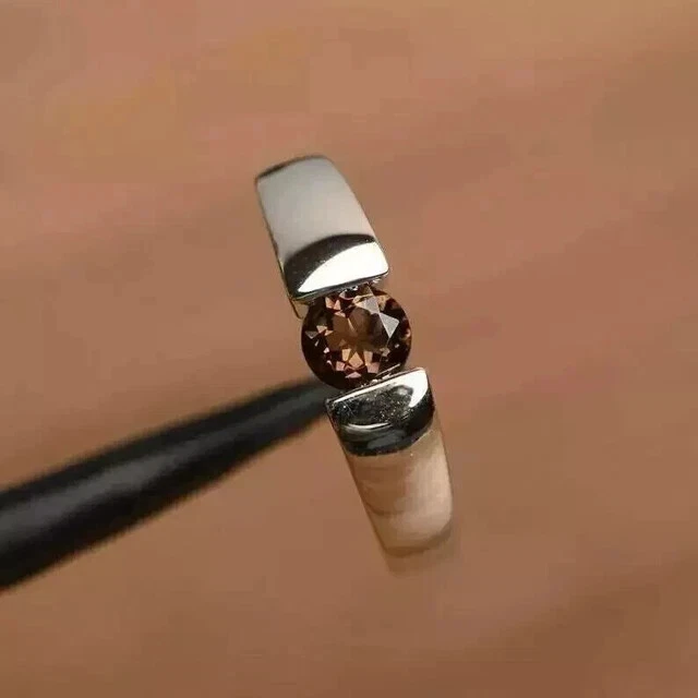 2Ct Round Lab-Created Brown Diamond Solitaire Men's Ring 14K White Gold Plated - Image 2 of 4