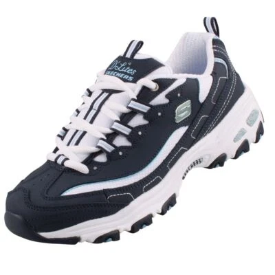 Skechers D'Lites Biggest Fan Damen Sneaker Halbschuh Blau 11930-NVW Leder