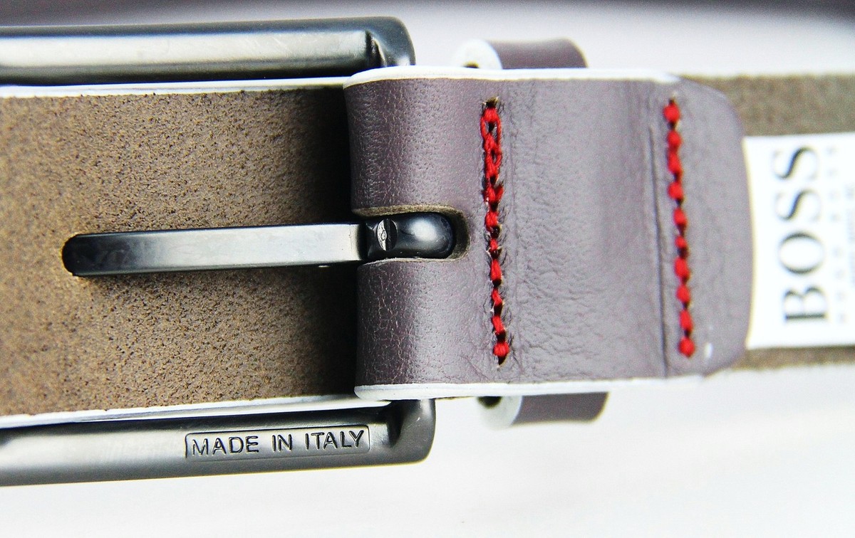 HUGO BOSS BLACK LABEL GENARO TAUPE 100% LEATHER BELT SIZE 36  display picture 3