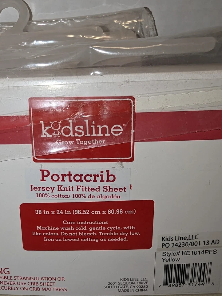 Kidsline Grow Together Portacrib Jersey Knit Fitted Sheet Set/2 Blue & Yellow - Image 4 of 4