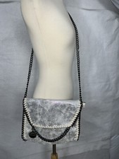 Silver Flap Crossbody Purse Chain all around Chain Strap Purse