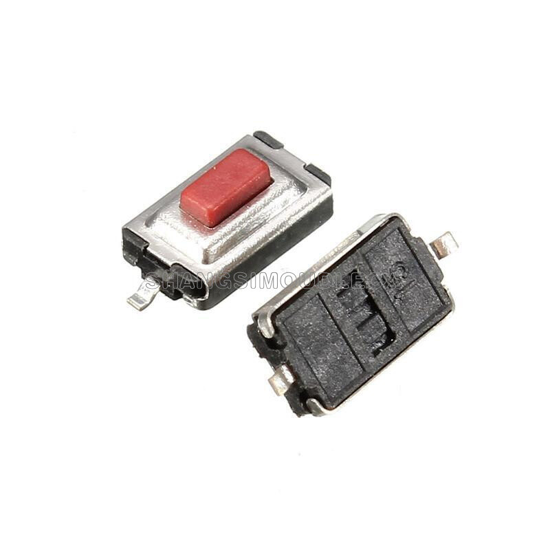 100 Pezzi Microinterruttori Tattili 3x6x2,5mm A 2 Pin SMD – Pulsanti Per Circuiti Stampati, Nuovi