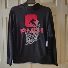 AND1 Bank Shot Hoodie Black M Basketball Graphic