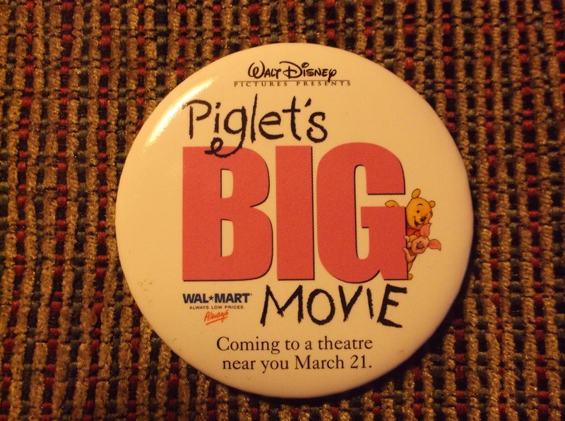 PIGLET'S WINNIE POOH BIG MOVIE WAL-MART WALT DISNEY 3 INCH ROUND WALMART PIN