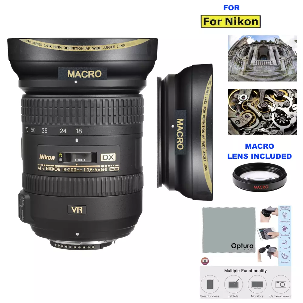 Wide Angle Macro Lens for Nikon AF-S DX NIKKOR 18-200mm f/3.5-5.6G