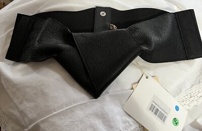 Erika Cavallini Semi-Couture Black Leather Waist Belt L NWT 
