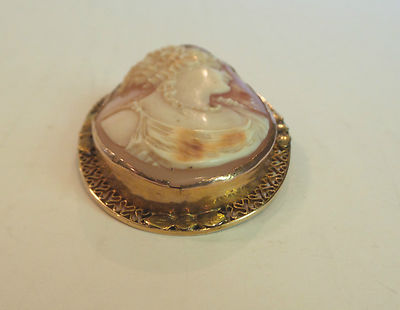 Broche Camée Ancienne En Coquille - Style Grec Antique - Bijou Vintage Occasion