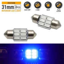 2X Blue 31MM Festoon LED Map Dome Trunk Interior Lights Bulbs