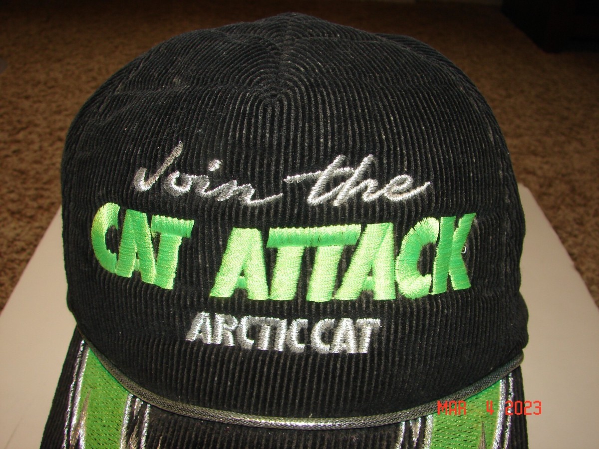 Casquette Strapback Vintage Arctic Cat Attack Années 1990 - Velours Côtelé - Motoneige - Neuf Sans étiquette