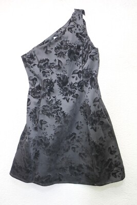 Prosecco One Shoulder Black Velvet Burnout Dress-Size 6-Whimsigoth