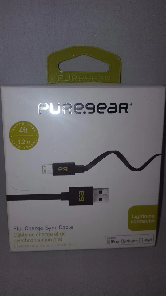 Cable de sincronización de carga plana PureGear para dispositivos USB Lightning - negro 48" CAJA ABIERTA Foto 3 de 4
