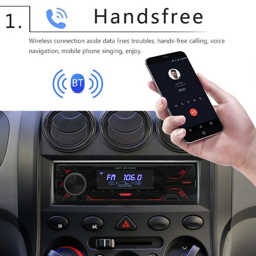 Autoradio mit Bluetooth MP5 Spieler FM Freisprecheinrichtung USB TF SD AUX 1 DIN - Bild 6 von 14