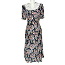 Vintage Leslie Fay 8 floral pleated maxi dress