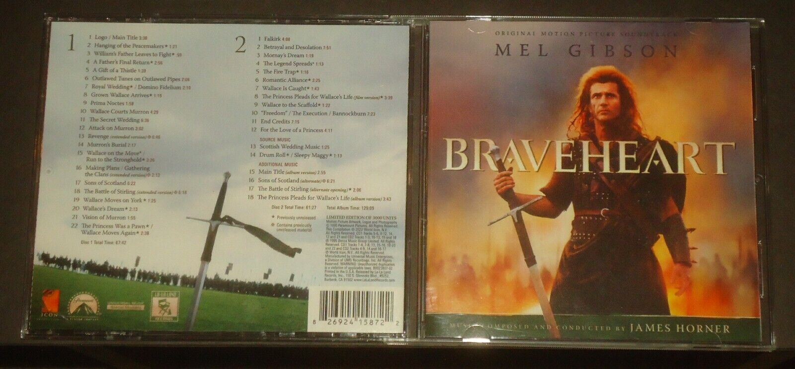 Braveheart (Expanded Score) 2-CD Limited to 3000