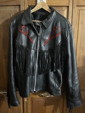 Vintage 4 Star Genuine Leather Black Rose Tassle Motorcycle Jacket Women Xxl