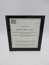 SOUTHWEST WATER COMPANY LUCITE TOMBSTONE BOND OFFERING 1992 $10M
