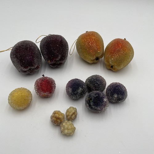 Lote realista de frutas sintéticas azúcar manzanas heladas ciruelas pera 14 piezas artesanías surtidas - Imagen 2 de 10