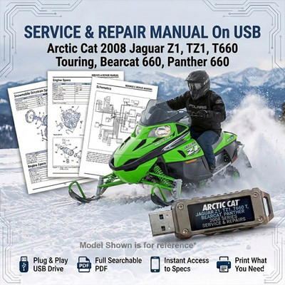 ARCTIC CAT JAGUAR Z1 T660 BEARCAT 660 2008 SERVICE REPAIR SHOP MANUAL USB